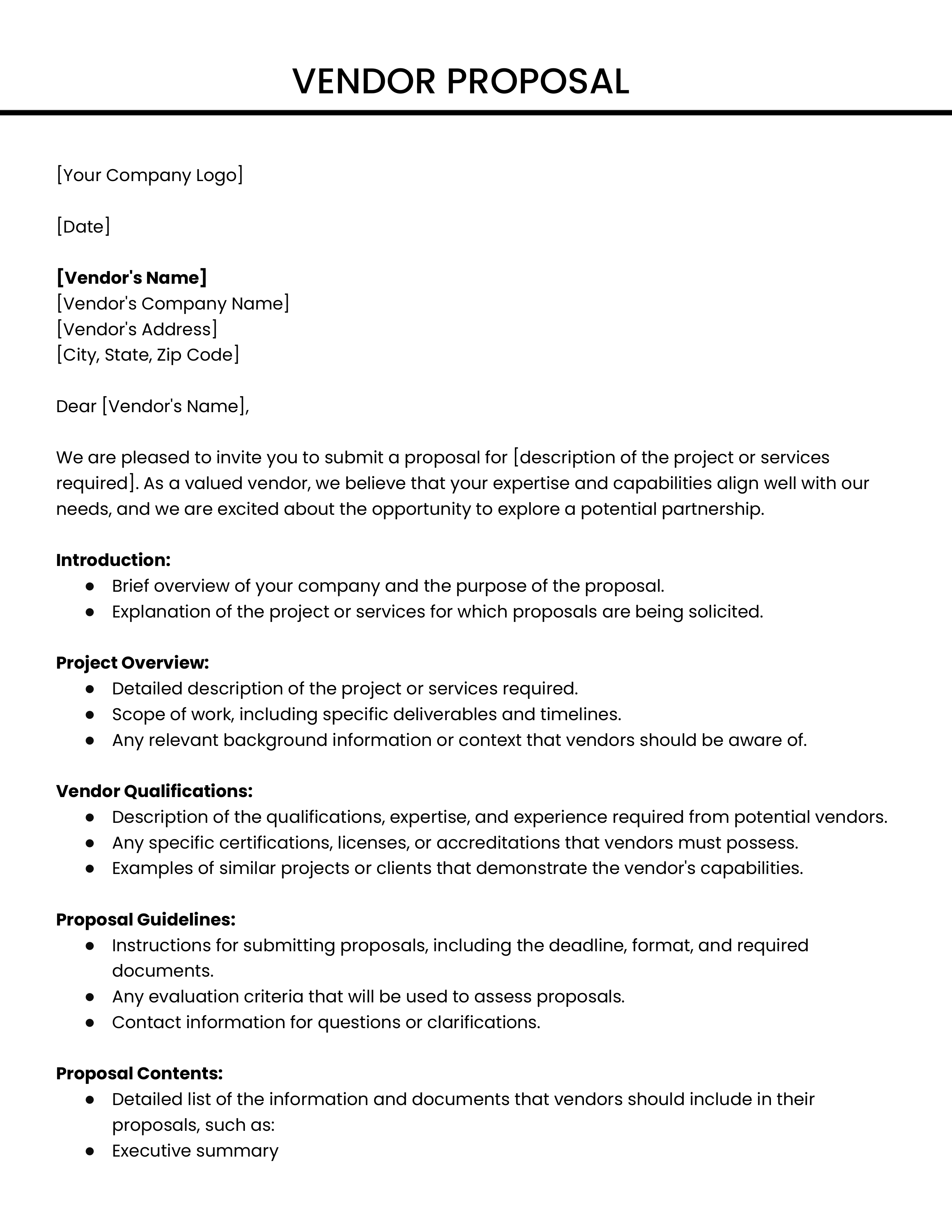 Vendor Proposal